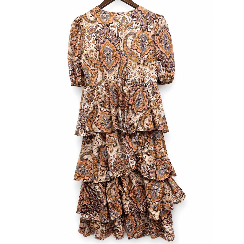 Kachel x Anthropologie Paisley Tiered Maxi Dress Medium Puff Sleeve Boho - Picture 3 of 10